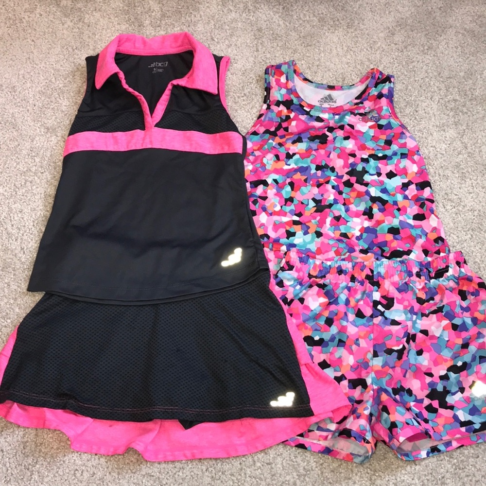 Adidas and BCG athletic skort and short outfits